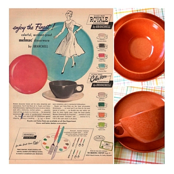 BRANCHELL Royale Designer Vintage Melmac Dinnerware - Lot of 4 Pcs - Picture 2 of 14